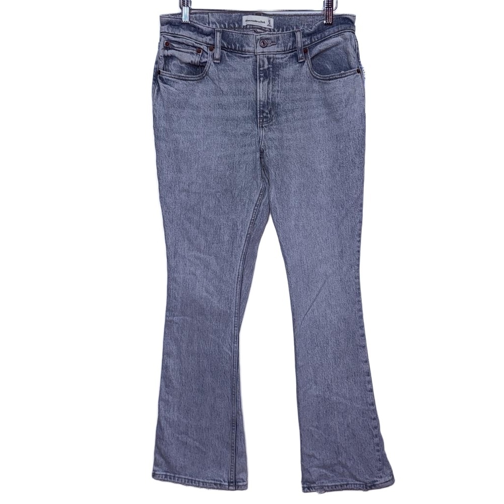 NEW Abercrombie & Fitch Curve Love Blue Denim Flare Wide Leg Jeans Size 27 4 S